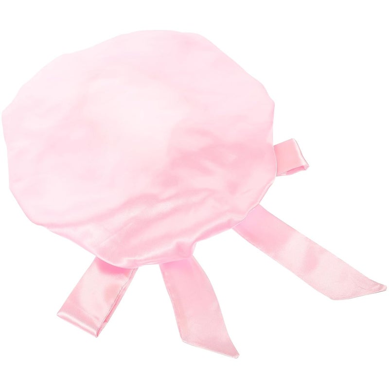Large Satin Shower Cap For Women Reusable Elastic Hair Bonnet Overnight Sleep Protector - Image 1