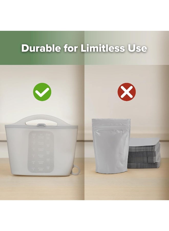 Haakaa Silicone Microwave Steam Sterilizer Bags, Reusable Silicone Steaming Bags for Baby Bottles, Breast Pump, Accessories, Pacifiers and Teethers, Great for Home and Travel, Grey (2PCS) - Image 3