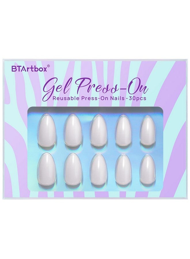 BTArtbox White Press On Nails Short - Soft Gel Press On Nails Almond, White Glue On Nails With Nail Glue, Reusable Stick On Nails In 16 Sizes, Cream Puff - Image 2