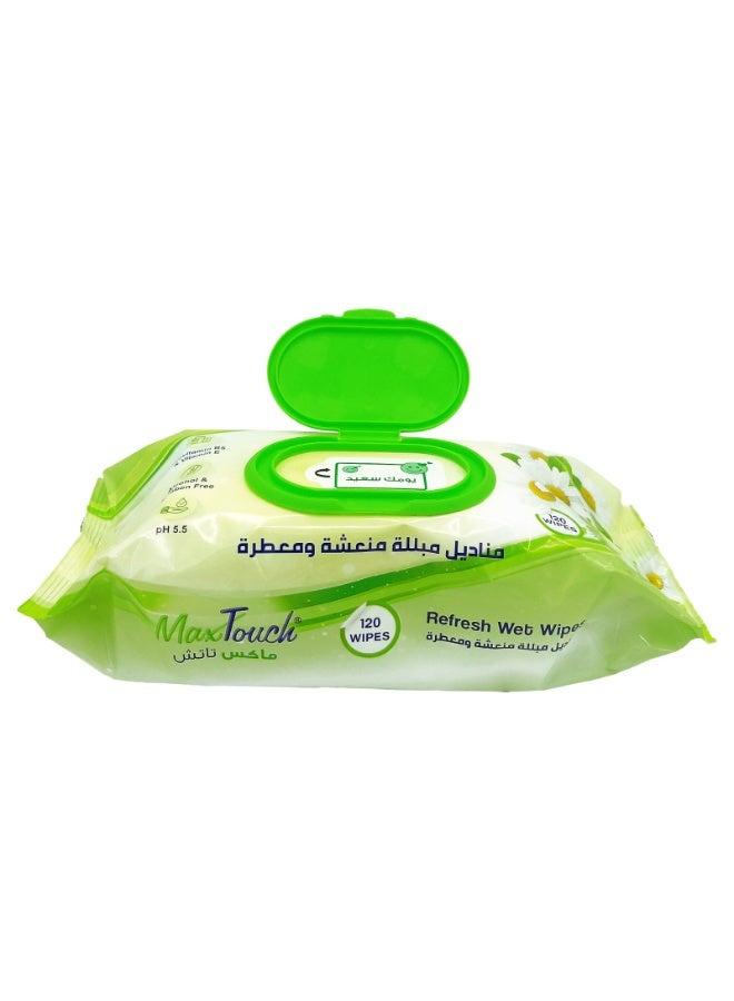 ماكس تاتش مناديل مبللة منعشة - 120 منديلًا - Image 3