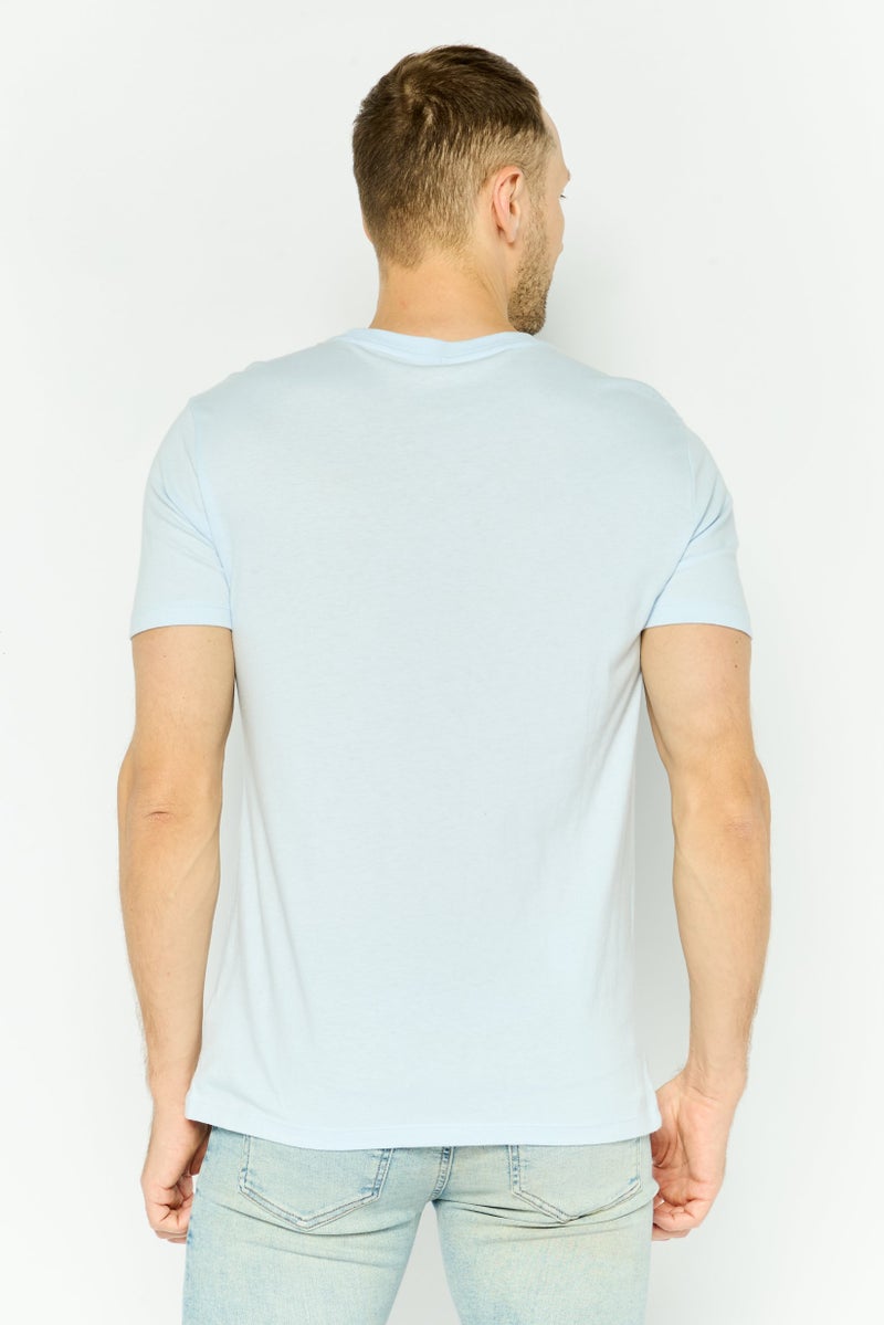 GAP Men Crew Neck Graphic Print Short Sleeves T-shirt, Light Blue - Image 2