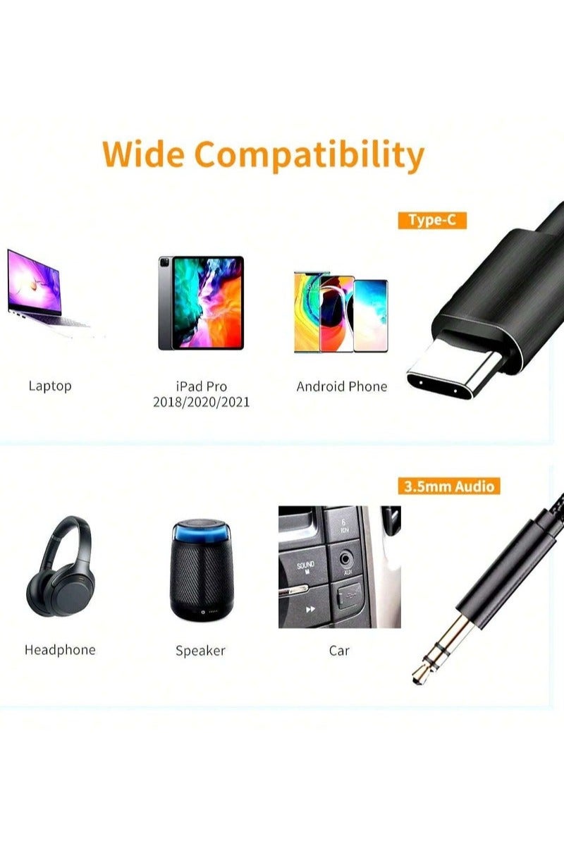 HablTech USB C to 3.5mm Headphone Car Auxiliary Cord, Type C to 3.5mm Audio Aux Jack Cable Adapter Compatible with Samsung Galaxy S25 S24 S23 S22 S21 Note 20, Pixel 4 5 XL 1M - Image 2
