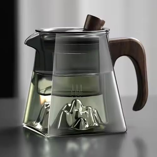 Kuber Industries 500ml Borosilicate Glass Tea Maker Pot with Handle, Bamboo Lid & Removable Infuser | Glass Tea Pot for Gas Stove & Induction | Chai Pot | Serving Carafe | Transparent-MRX-240306 - Image 1