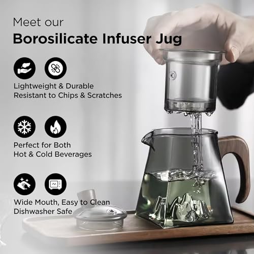 Kuber Industries 500ml Borosilicate Glass Tea Maker Pot with Handle, Bamboo Lid & Removable Infuser | Glass Tea Pot for Gas Stove & Induction | Chai Pot | Serving Carafe | Transparent-MRX-240306 - Image 3