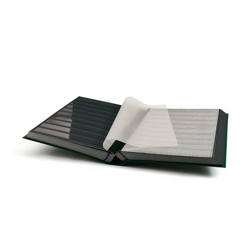 LIGHTHOUSE – “BASIC” Hard Cover Stockbook for Stamps - 64 Black Cardstock A4 Pages with Clear Strips and Double Linen Hinges - Green - Image 2