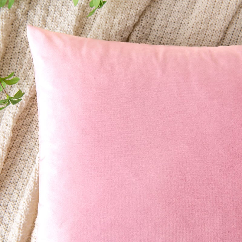 EMEMA Pack of 2 Velvet Throw Pillow Covers Decorative Square Pillowcase Soft Solid Cushion Case for Sofa Bedroom Chair Car 20x20 Inch Bright Pink - Image 2