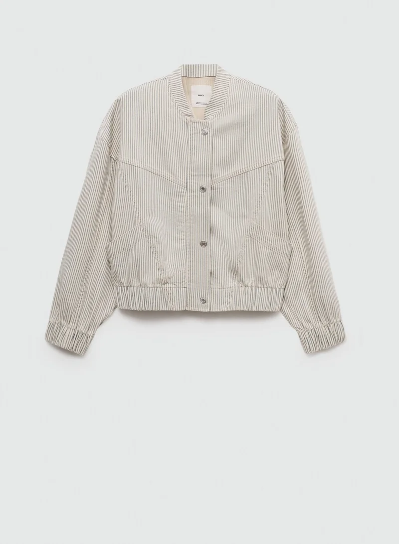 MANGO Striped Denim Jacket