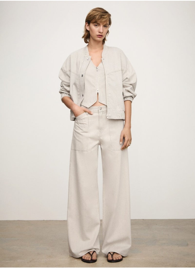 MANGO - Striped Denim Jacket - Image 1