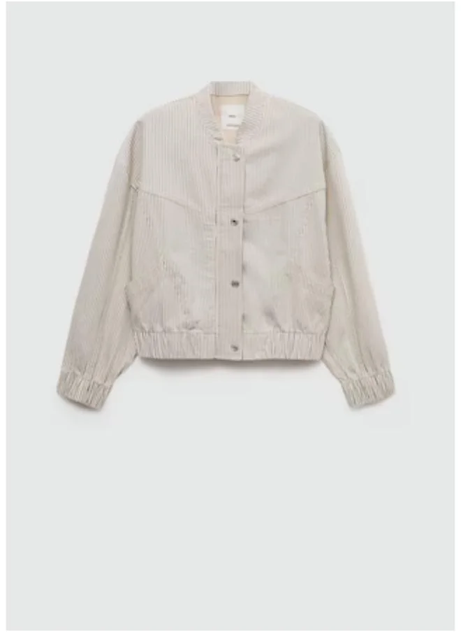 MANGO Striped Denim Jacket