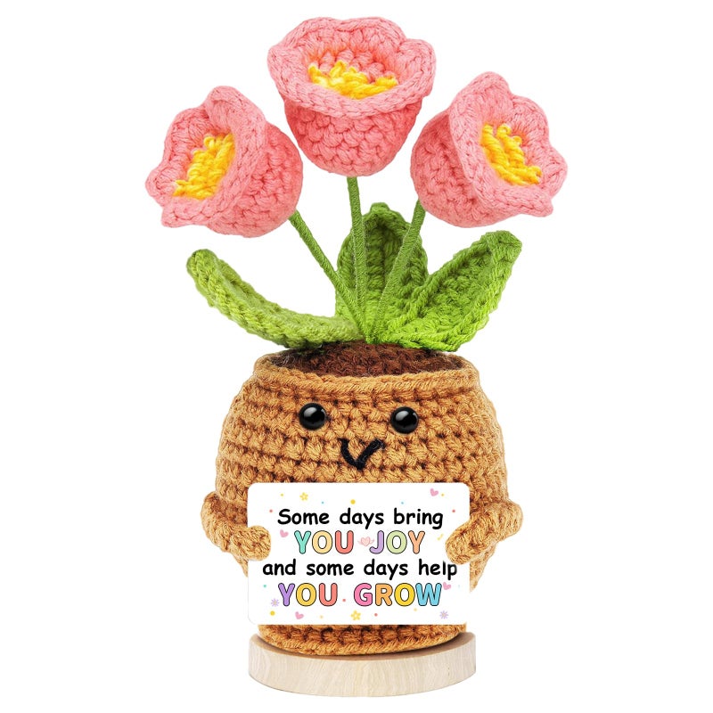 Hoedia Handmade Positive Flower Crochet - Inspirational Gift for Women Coworkers Teens Friend Sister - Cute Cheer Up Valentine's Day,Birthday,Retirement,Goodbye Gifts - Image 1