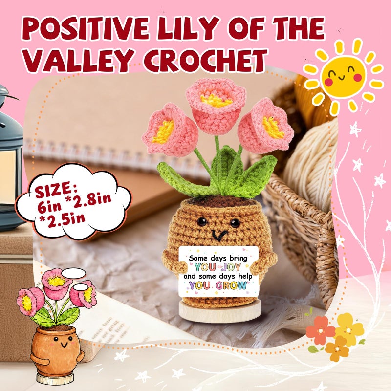 Hoedia Handmade Positive Flower Crochet - Inspirational Gift for Women Coworkers Teens Friend Sister - Cute Cheer Up Valentine's Day,Birthday,Retirement,Goodbye Gifts - Image 2