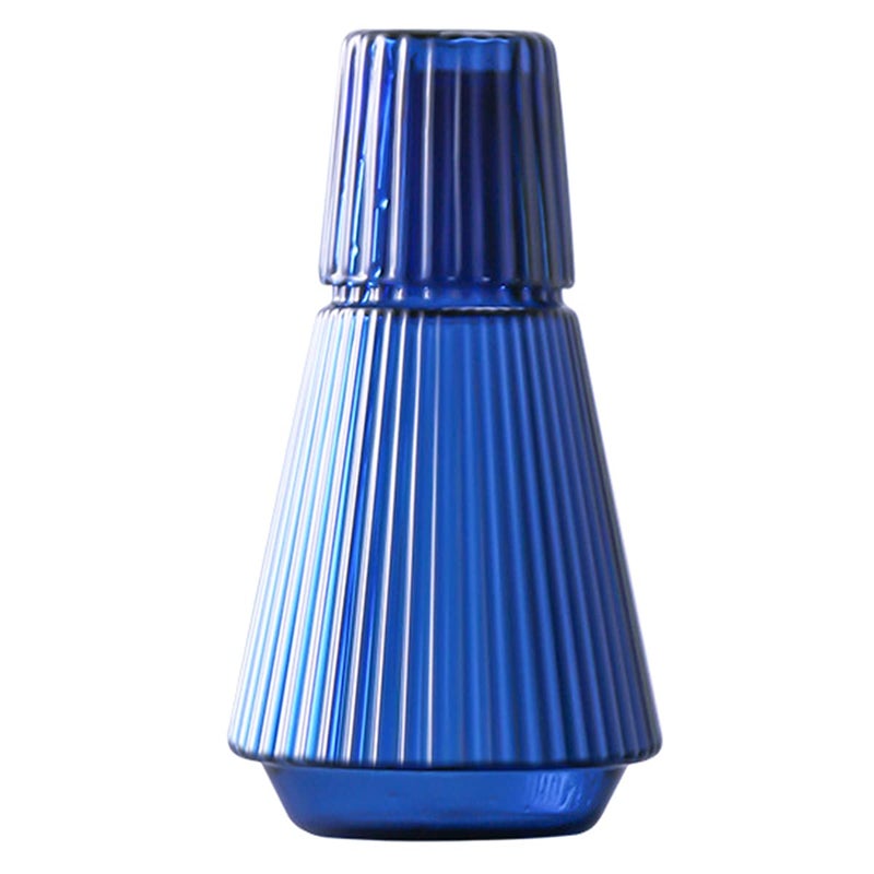Sizikato Sizikato 30 Oz Classic Striped Glass Bedside Night Water Carafe with Tumbler Glass 