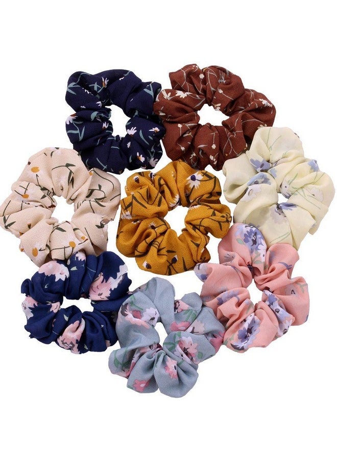Drishti¬Æ Silky High Glossy Printed Satin Scrunchies for Girl & Woman Set of-10 (Multi-color) - Image 1