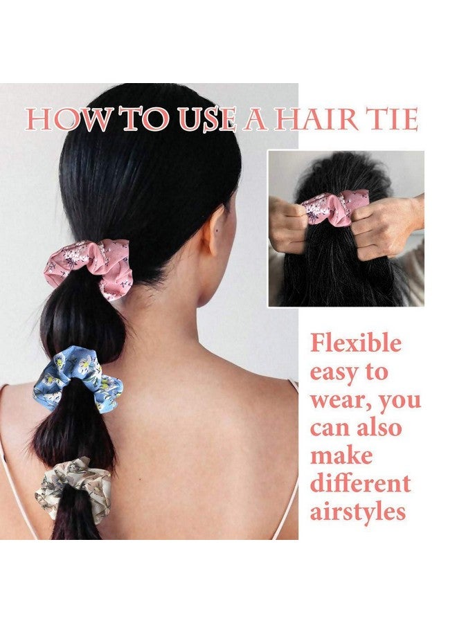 Drishti¬Æ Silky High Glossy Printed Satin Scrunchies for Girl & Woman Set of-10 (Multi-color) - Image 3