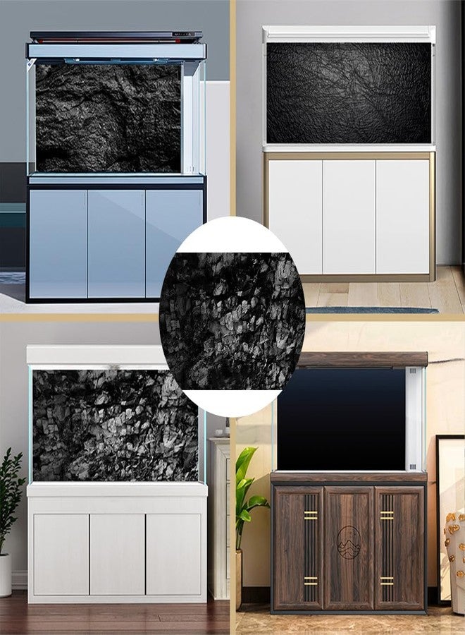 خلفية حوض أسماك حجرية من CREATCABIN، ملصق أسود لحوض السمك، لاصق ذاتيًا، مصنوع من بلاستيك PVC مقاوم للماء، بنمط صخري تحت الماء، خلفية ملصق لتزيين حوض السمك، 23.6 × 11.8 بوصة - Image 4