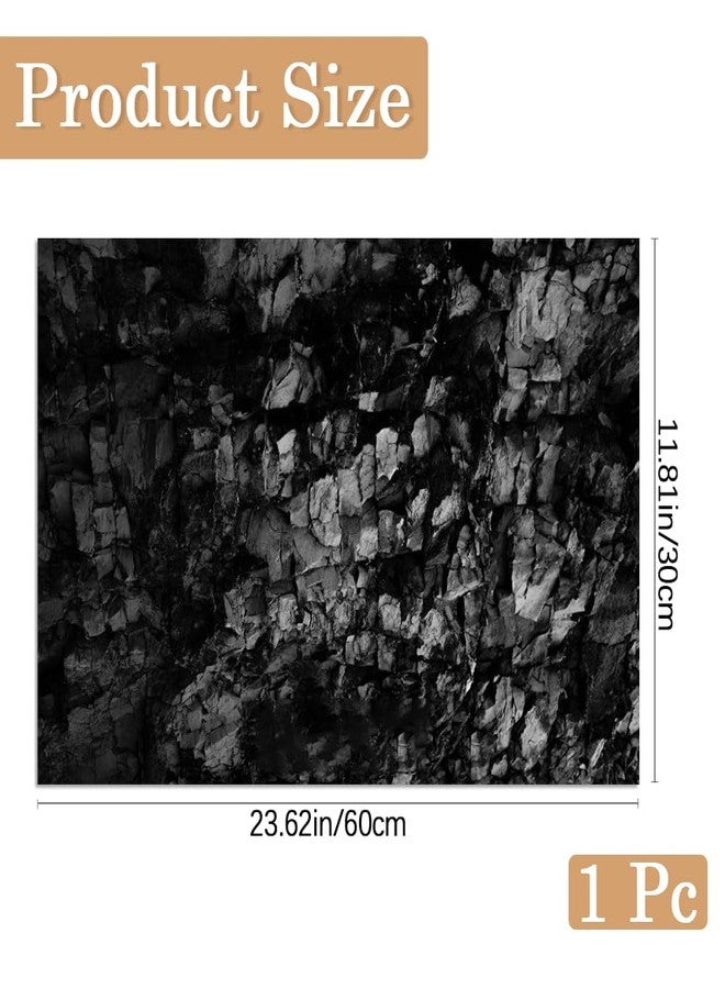 خلفية حوض أسماك حجرية من CREATCABIN، ملصق أسود لحوض السمك، لاصق ذاتيًا، مصنوع من بلاستيك PVC مقاوم للماء، بنمط صخري تحت الماء، خلفية ملصق لتزيين حوض السمك، 23.6 × 11.8 بوصة - Image 2