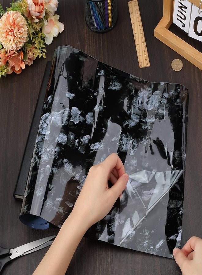 خلفية حوض أسماك حجرية من CREATCABIN، ملصق أسود لحوض السمك، لاصق ذاتيًا، مصنوع من بلاستيك PVC مقاوم للماء، بنمط صخري تحت الماء، خلفية ملصق لتزيين حوض السمك، 23.6 × 11.8 بوصة - Image 3