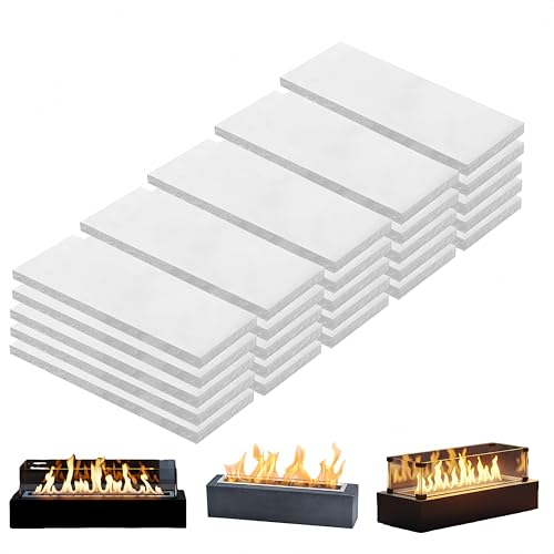 AuroraHJYJ 25 Pcs Ceramic Wool Wick for Tabletop Fire Pit – Fireplace Fuel Core to Extend Burn Time, Compatible with Bioethanol, Fits ROZATO, EDELFELD, Roundfire, Colsen & Flammtal (Size: 4.7"x2"x0.2") - Image 1