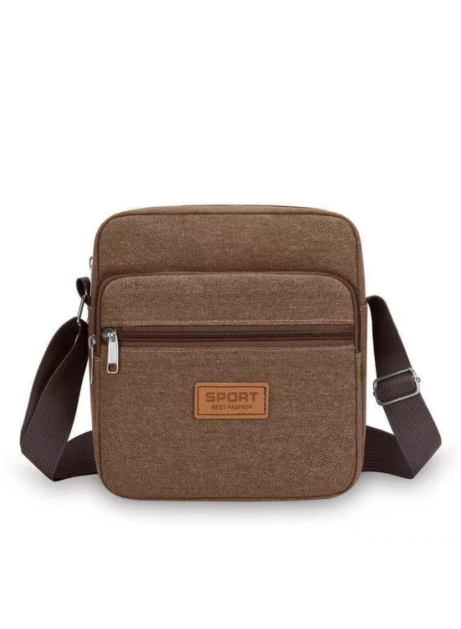 Business Bag Men's And Women's Nylon Wallet Canvas Charging Bag Cashier Shoulder Messenger Bag OxFord Cloth Bag Korean Style Shoulder Bag-Color:Vertical Sport Brown  - Image 1