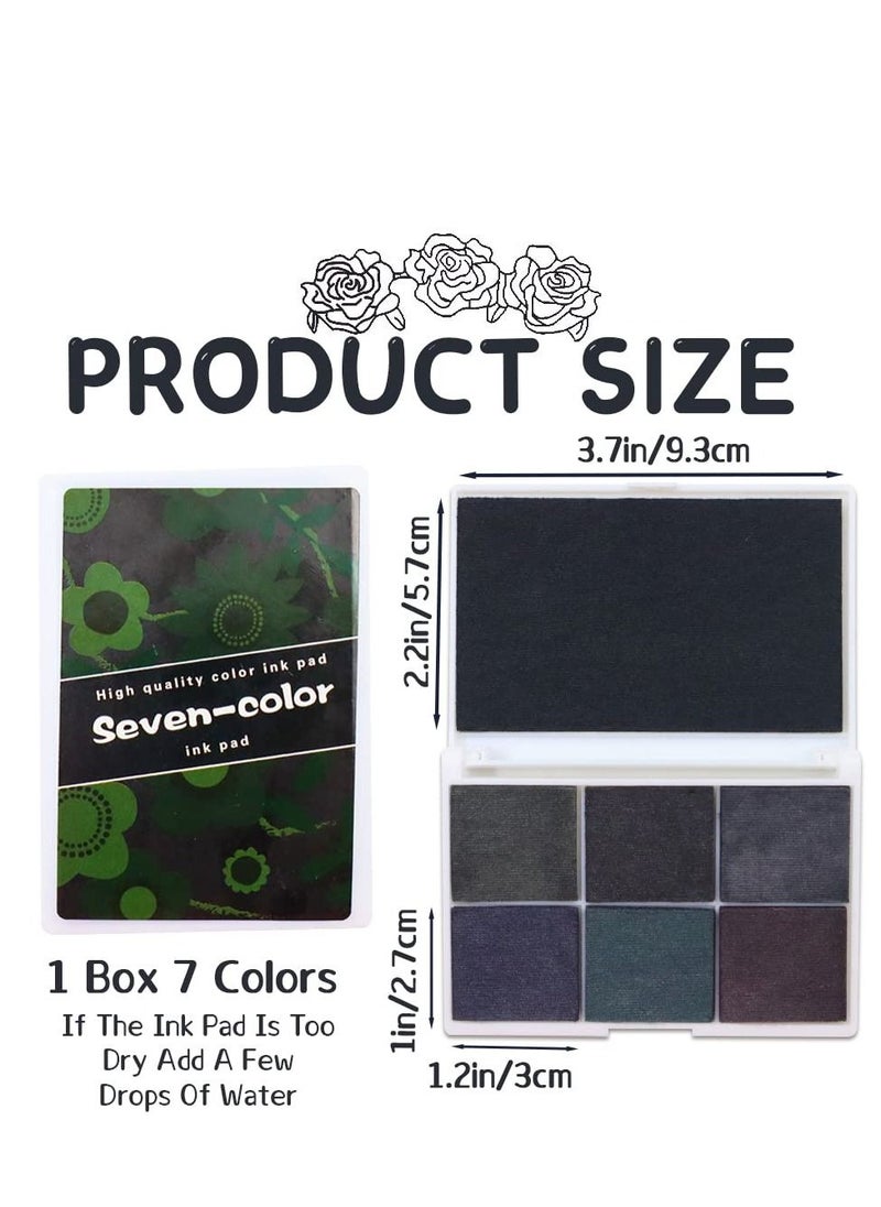 Excefore 7 Colors Washable DIY Stamp Ink Pads for Kids, Selected Arts And Crafts Ink Pad, Multi Colored Finger Ink Pad with Glitter, Suitable for Stamp, Paper and Wood (Black)  - Image 4