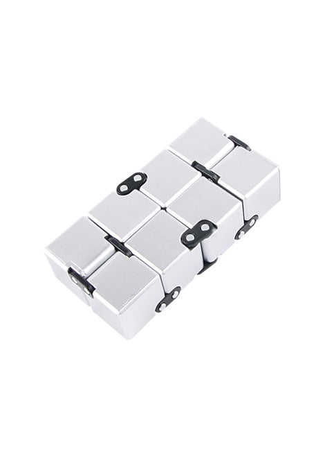 Infinite Rubik's Cube Decompression Decompression Artifact Class Boring Vent Half Alloy Fingertip Toy Finger Block-Color:Paint-silver (111g)-Plastic-Boxed