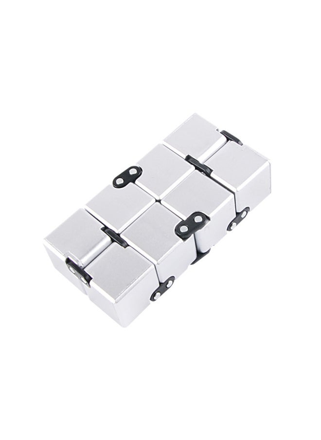 null - Infinite Rubik's Cube Decompression Decompression Artifact Class Boring Vent Half Alloy Fingertip Toy Finger Block-Color:Paint-silver (111g)-Plastic-Boxed - Image 1