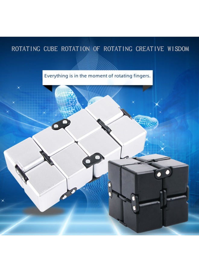 null - Infinite Rubik's Cube Decompression Decompression Artifact Class Boring Vent Half Alloy Fingertip Toy Finger Block-Color:Paint-silver (111g)-Plastic-Boxed - Image 1