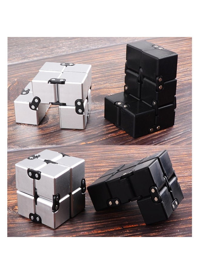 null - Infinite Rubik's Cube Decompression Decompression Artifact Class Boring Vent Half Alloy Fingertip Toy Finger Block-Color:Paint-silver (111g)-Plastic-Boxed - Image 1