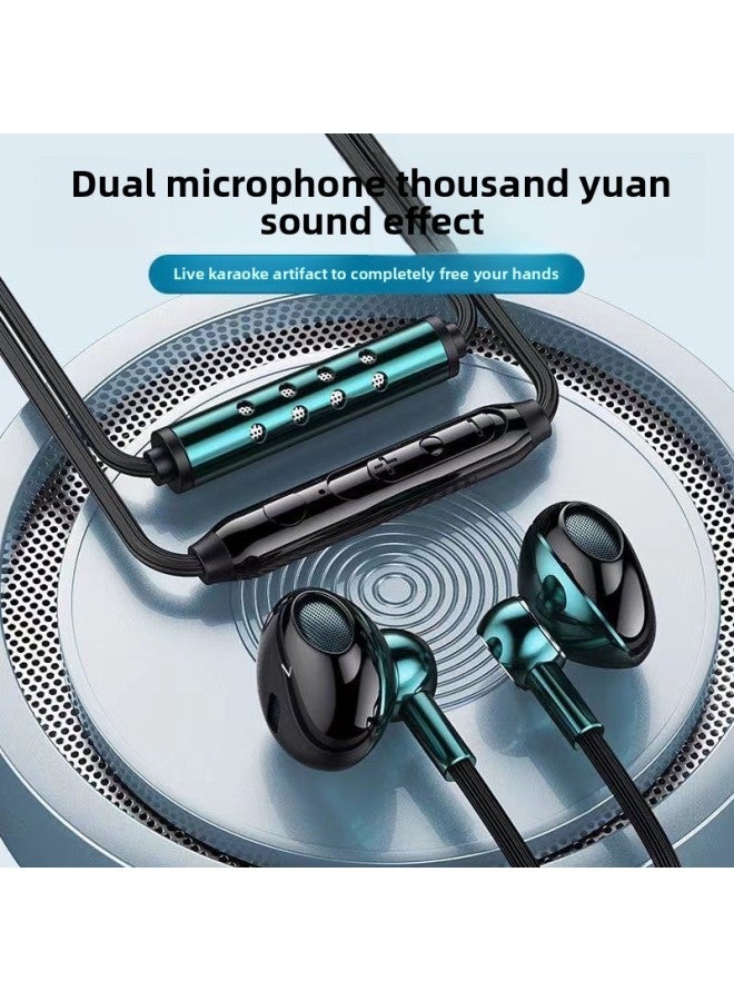 Game Earplug Typec National Karaoke Special Anchor Dual Sound Card Headset Wired Microphone Monitor Live Broadcast-Color:Black Round Plug, Dual Microphone + Karaoke Live Broadcast Only - Image 5
