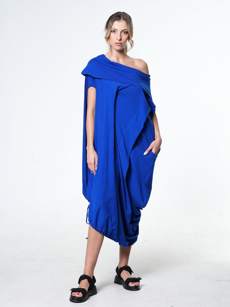 Metamorphoza Oversize Cotton Kaftan Dress In Blue - Image 1