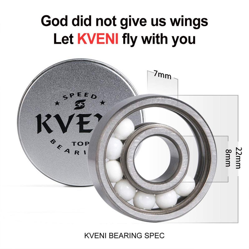 KVENI Ceramic Skateboard Bearings, Premium 608rs Ball Bearing - Pro Longboard Bearings for Quad Skate, Inline Roller Blades, Scooters, Spinners,ABEC, 8 Pack (Blue_1) - Image 4