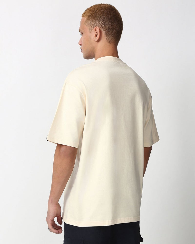 bewakoof Men's Off White Oversized T-shirt - Image 4