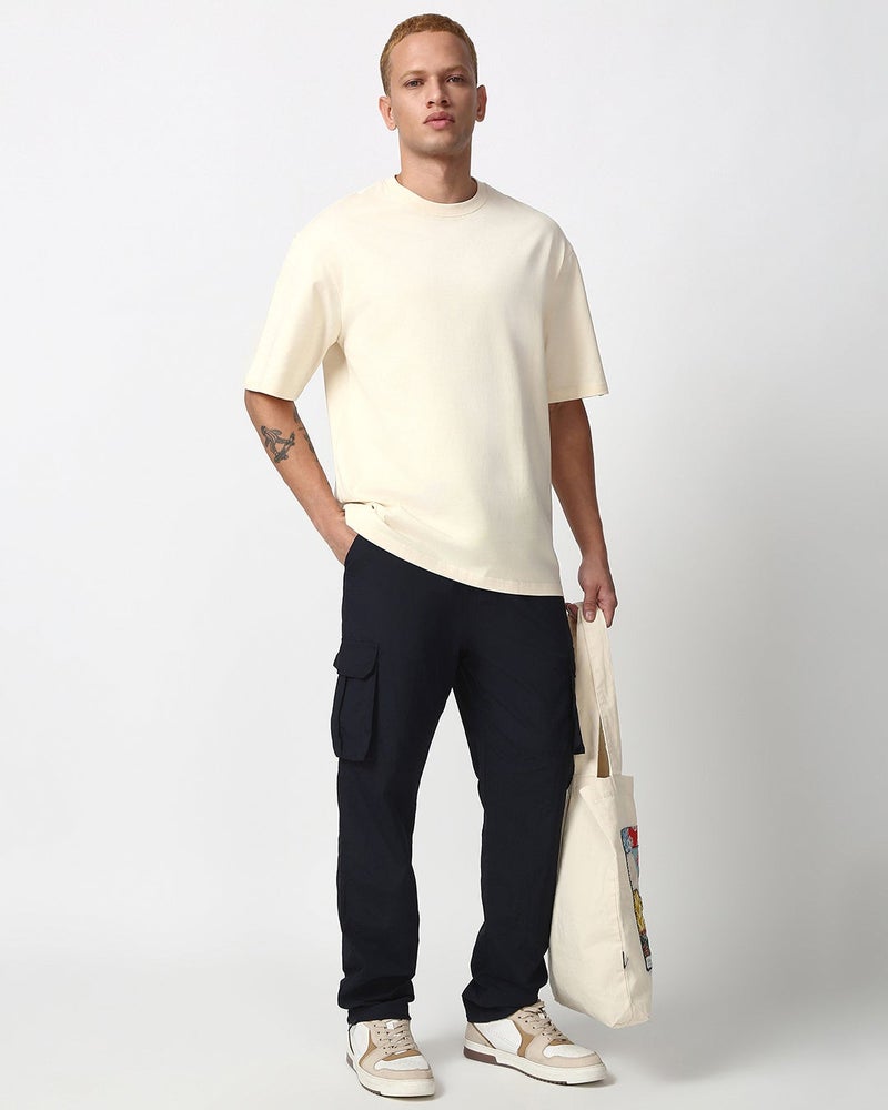 bewakoof Men's Off White Oversized T-shirt - Image 5