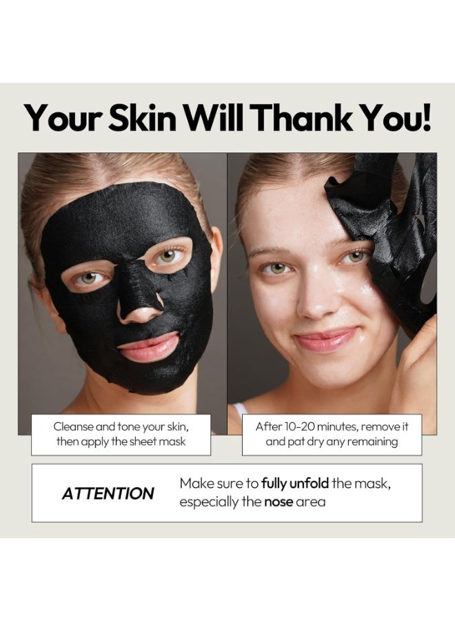 LAPCOS Charcoal Sheet Mask, Daily Face Mask with Salicylic Acid and Tea Tree Oil to Detoxify and Tighten Skin, Korean Beauty Favorite, 5-Pack - Image 5