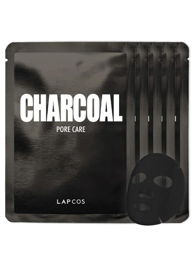 LAPCOS Charcoal Sheet Mask, Daily Face Mask with Salicylic Acid and Tea Tree Oil to Detoxify and Tighten Skin, Korean Beauty Favorite, 5-Pack - Image 1