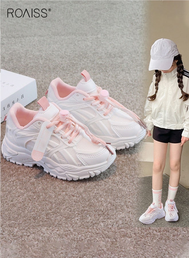 roaiss Girls Fashion Chunky Sneakers, Comfortable Lace-up Sneakers, Breathable Platform Sneakers with Non-slip Soles, Paired with Various Clothes and Pants - Image 3