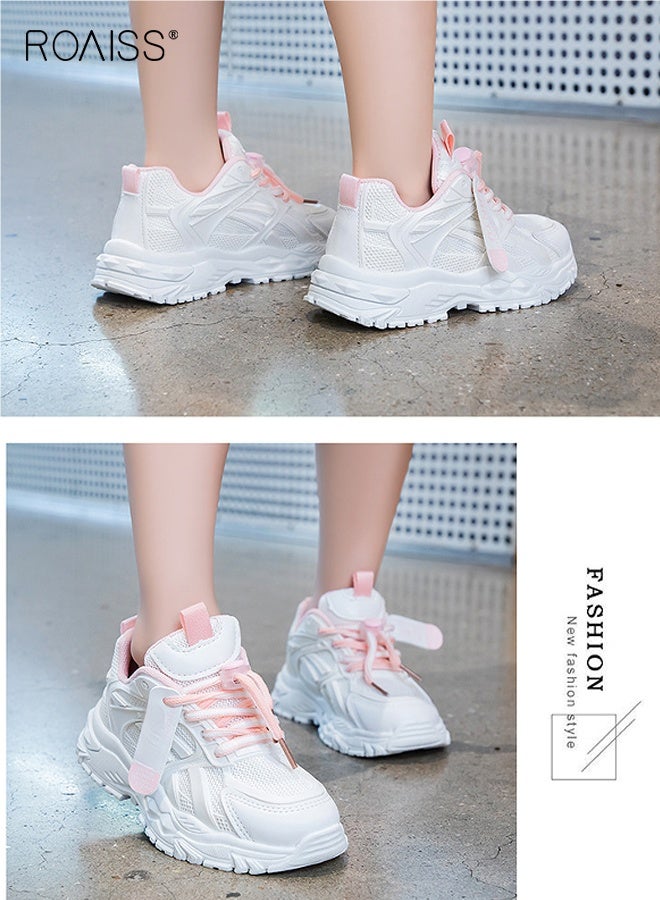 roaiss Girls Fashion Chunky Sneakers, Comfortable Lace-up Sneakers, Breathable Platform Sneakers with Non-slip Soles, Paired with Various Clothes and Pants - Image 4