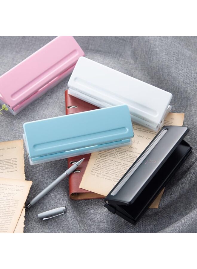 بيوينتي مثقب ورق، أداة ثقب مستندات محمولة قابلة للتعديل بستة ثقوب، مثقب ورق يدوي معدني عالي التحمل لملفات مقاس A5، للمنزل والمكتب - Image 4