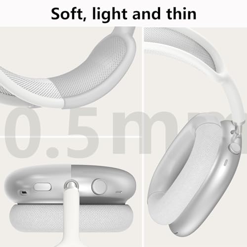 MINDRESY Silicone Case Cover for AirPods Max Headphones, Ear Pad Case/Ear Cups/Headband Cover Accessories for Apple AirPods Max (USB-C/Lightning)(2024/2020), Foggy White - Image 5