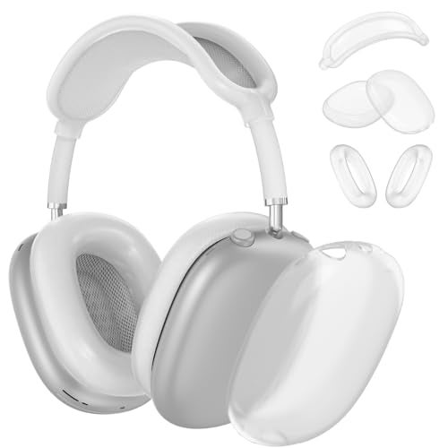 MINDRESY Silicone Case Cover for AirPods Max Headphones, Ear Pad Case/Ear Cups/Headband Cover Accessories for Apple AirPods Max (USB-C/Lightning)(2024/2020), Foggy White - Image 1