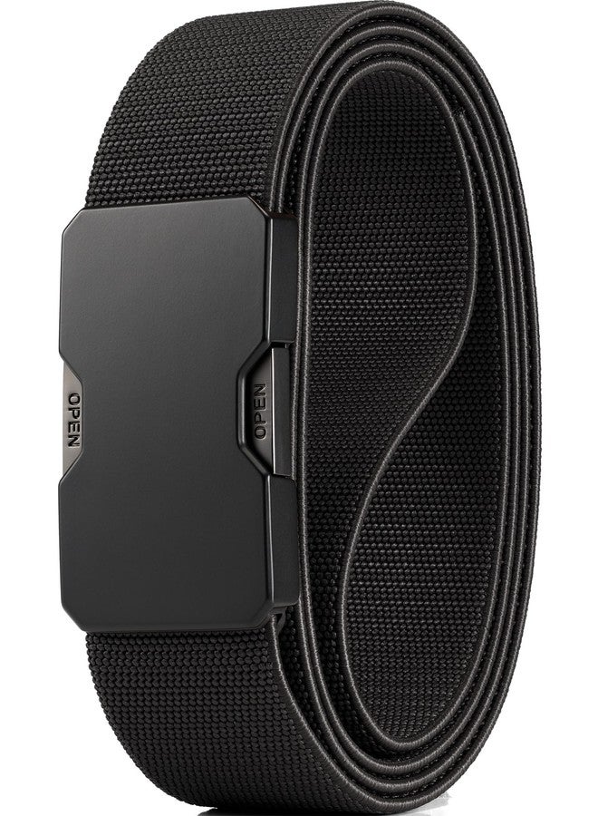 GEIT Men's Stretch Nylon Belt with Quick Release Metal Buckle, 1.5" Work Hiking Tactical Invisible Elastic Web Belt - Image 1