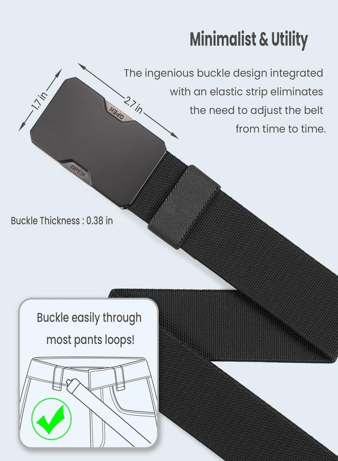 GEIT Men's Stretch Nylon Belt with Quick Release Metal Buckle, 1.5" Work Hiking Tactical Invisible Elastic Web Belt - Image 5