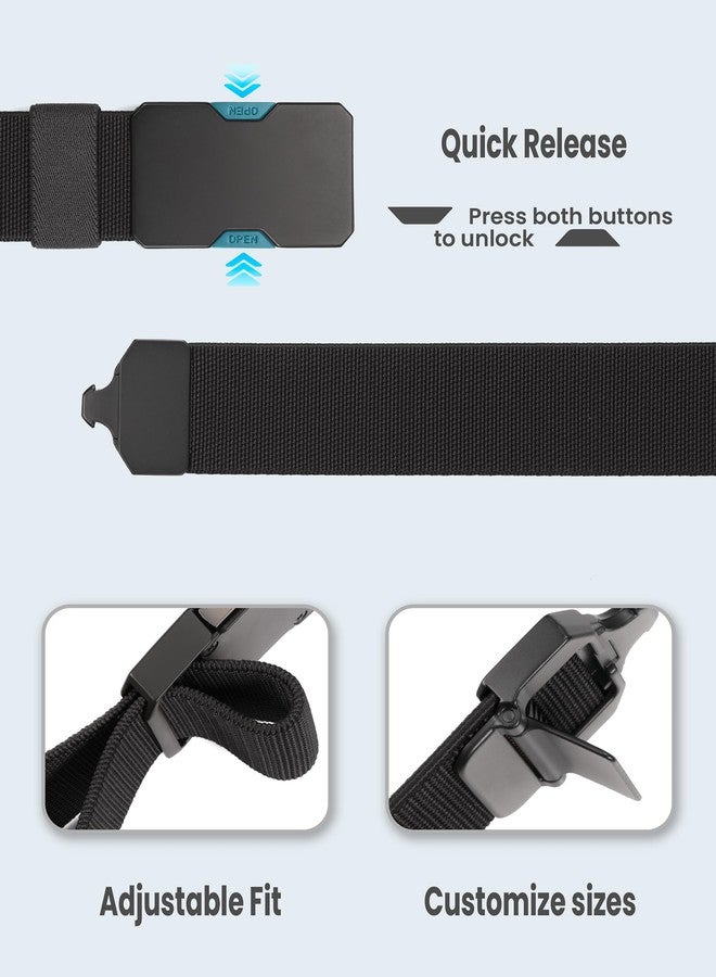 GEIT Men's Stretch Nylon Belt with Quick Release Metal Buckle, 1.5" Work Hiking Tactical Invisible Elastic Web Belt - Image 2