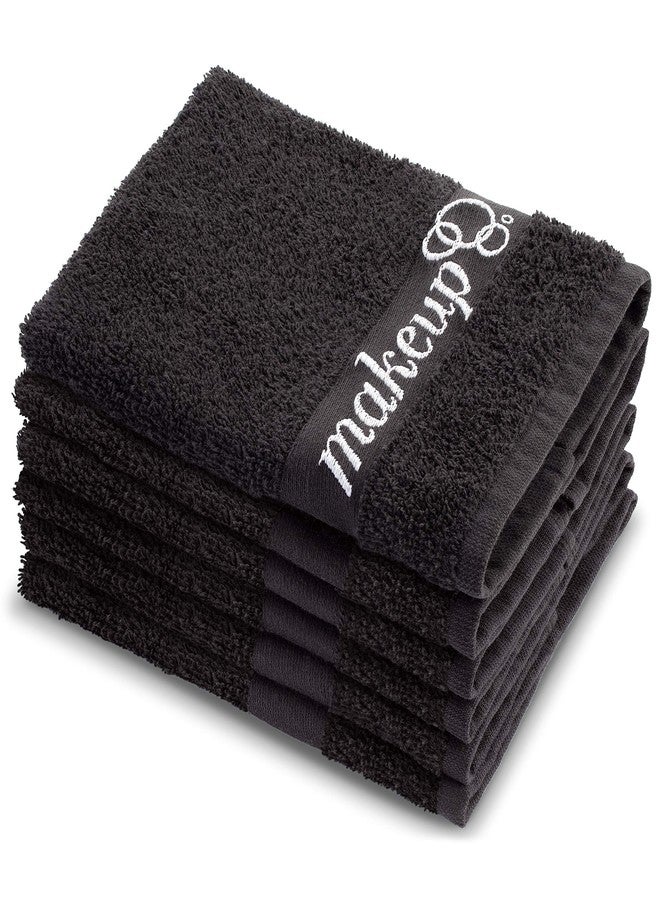 FABBPRO Black Makeup Remover Cloth Towels – Set of 6 Facial Makeup Eraser Towels 13" x 13" – Made in Turkey – Ultra Soft 100% Cotton – Chic Black Color – Beautiful Design – Gentle & Safe on Skin - Image 2