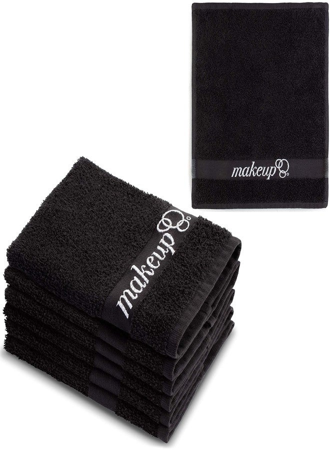 FABBPRO Black Makeup Remover Cloth Towels – Set of 6 Facial Makeup Eraser Towels 13" x 13" – Made in Turkey – Ultra Soft 100% Cotton – Chic Black Color – Beautiful Design – Gentle & Safe on Skin - Image 1