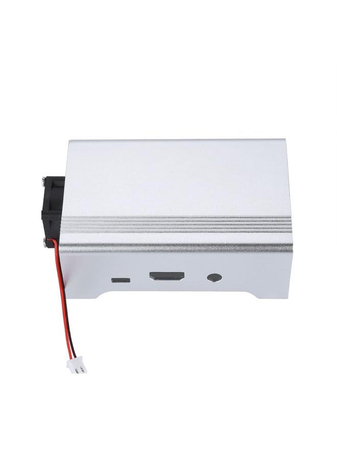 Thoraya Aluminum alloy Metal Protective Case with Cooling Fan For Raspberry Pi 3 B (Silver)  - Image 3