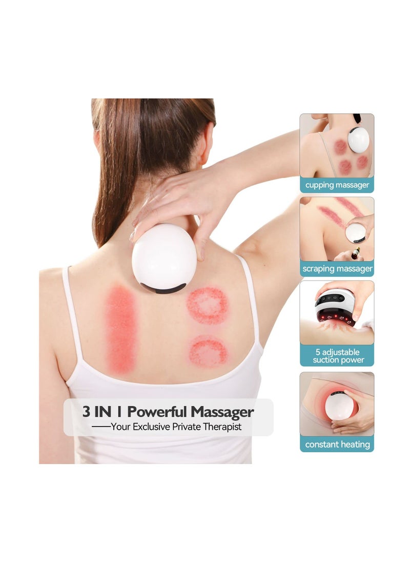 SYOSI Electric Cupping Physiotherapy Set, 3 in 1 Multi-functional Cupping Massager, for Relieving Muscle Fatigue Electrothermal Gua Sha Tool, Gift for loved Ones, Friends, Family (stare coldly)  - Image 2