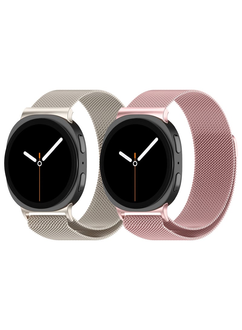 2Packs Milanese Metal Band for Samsung Galaxy Watch 8 Band 40mm 44mm/8 Classic 46mm, Mesh Magnetic Stainless Steel Loop Strap - Image 2