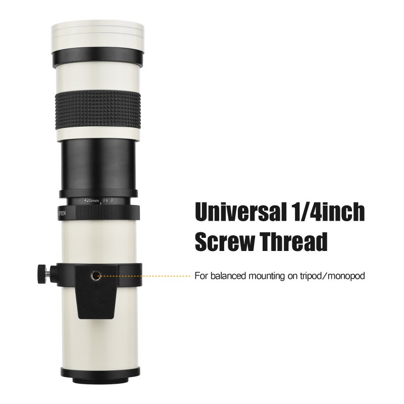 Camera MF Super Telephoto Zoom Lens F/8.3-16 420-800mm T2 Mount with M-mount Adapter Ring 1/4 Thread Replacement for Canon M M2 M3 M5 M6 Mark II M10 M50 M100 M200 Cameras - Image 5
