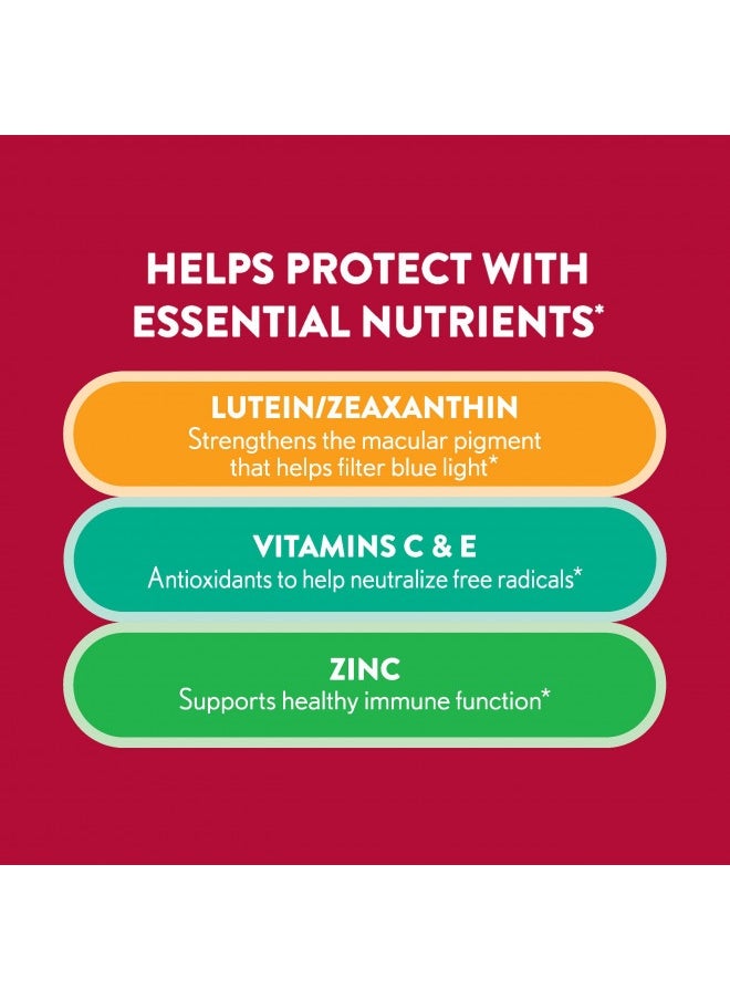 Ocuvite Vitamin & Mineral Supplement for Eye Health Adult Gummies, Contains Lutein & Zeaxanthin, Mixed fruit, 60 Count